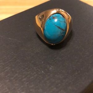 Real turquoise and 10k gold ring